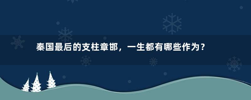 秦国最后的支柱章邯，一生都有哪些作为？