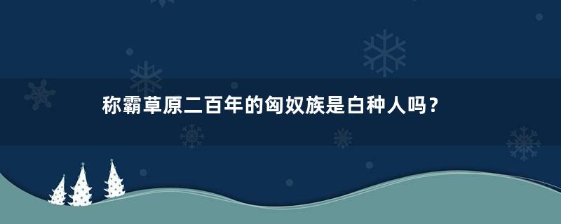 称霸草原二百年的匈奴族是白种人吗？