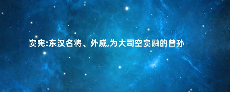 窦宪:东汉名将、外戚,为大司空窦融的曾孙