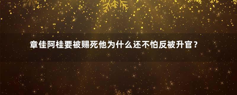 章佳阿桂要被赐死他为什么还不怕反被升官？真是什么