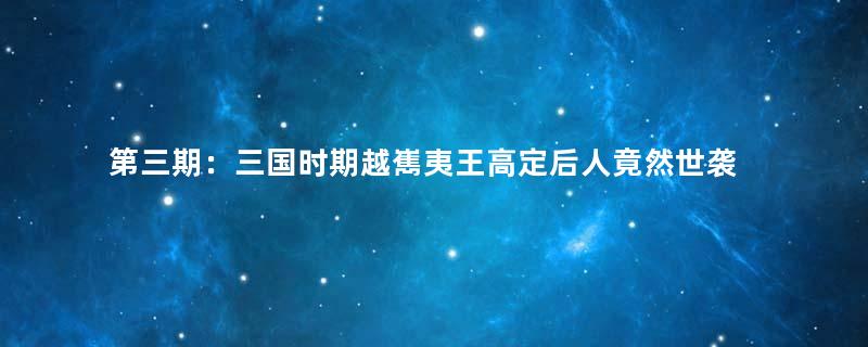 第三期：三国时期越嶲夷王高定后人竟然世袭宰相职位