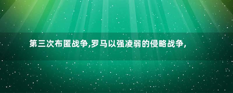 第三次布匿战争,罗马以强凌弱的侵略战争,称雄地中海