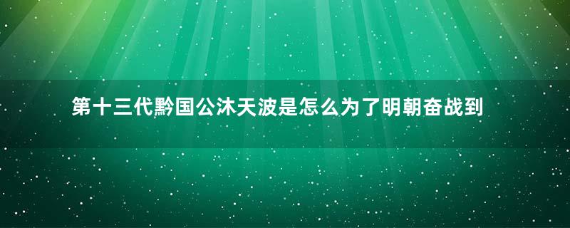 第十三代黔国公沐天波是怎么为了明朝奋战到最后一刻的？