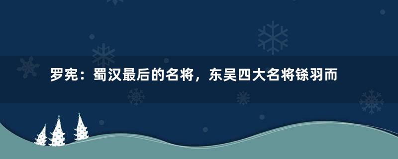 罗宪：蜀汉最后的名将，东吴四大名将铩羽而归