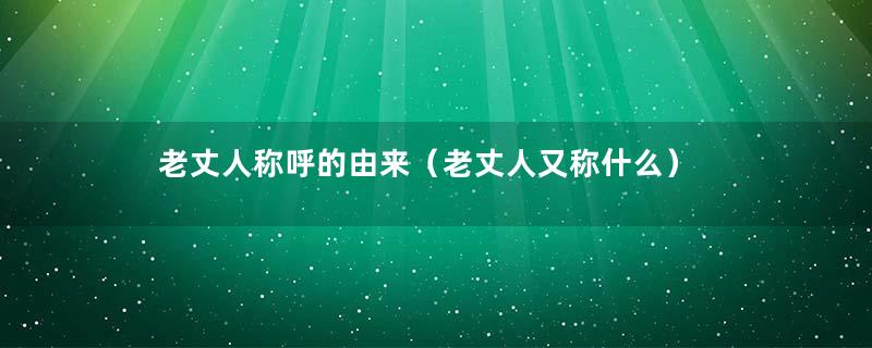 老丈人称呼的由来（老丈人又称什么）