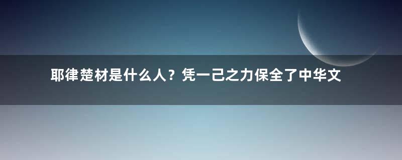 耶律楚材是什么人？凭一己之力保全了中华文明