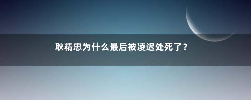 耿精忠为什么最后被凌迟处死了？