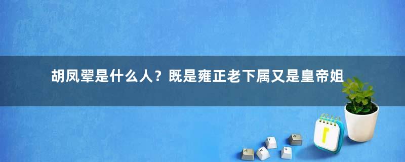 胡凤翚是什么人？既是雍正老下属又是皇帝姐夫