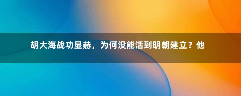 胡大海战功显赫，为何没能活到明朝建立？他是怎么死的？