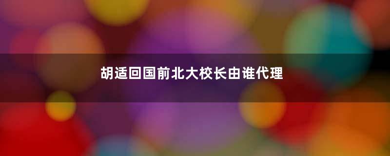 胡适回国前北大校长由谁代理