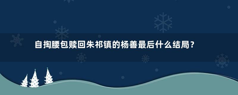 自掏腰包赎回朱祁镇的杨善最后什么结局？