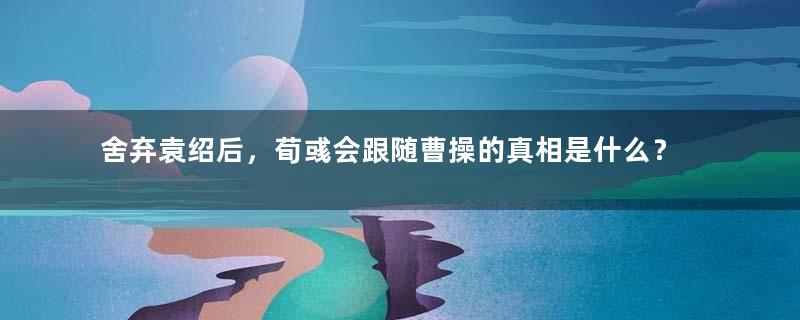 舍弃袁绍后，荀彧会跟随曹操的真相是什么？