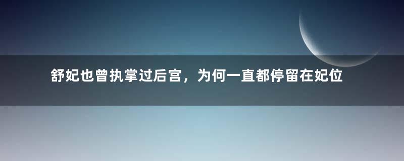 舒妃也曾执掌过后宫，为何一直都停留在妃位？