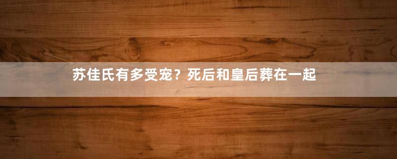 苏佳氏有多受宠？死后和皇后葬在一起