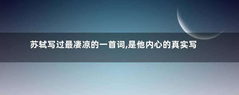 苏轼写过最凄凉的一首词,是他内心的真实写照