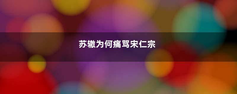 苏辙为何痛骂宋仁宗