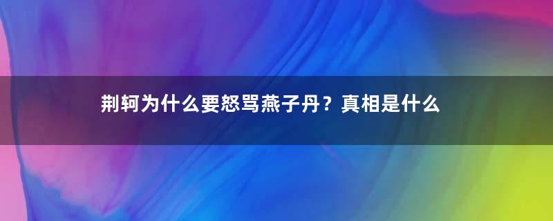 荆轲为什么要怒骂燕子丹？真相是什么