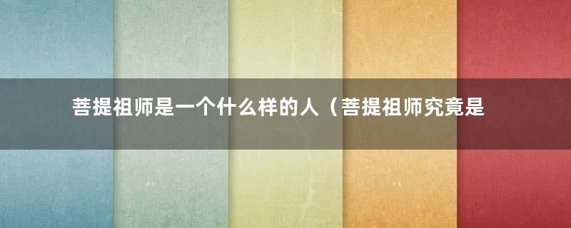 菩提祖师是一个什么样的人（菩提祖师究竟是谁）