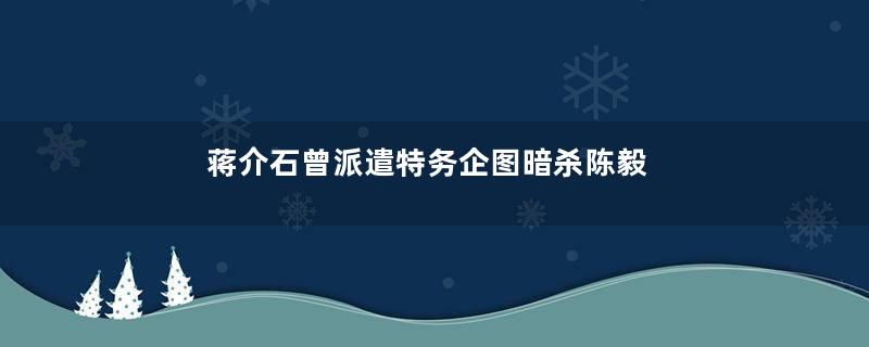 蒋介石曾派遣特务企图暗杀陈毅