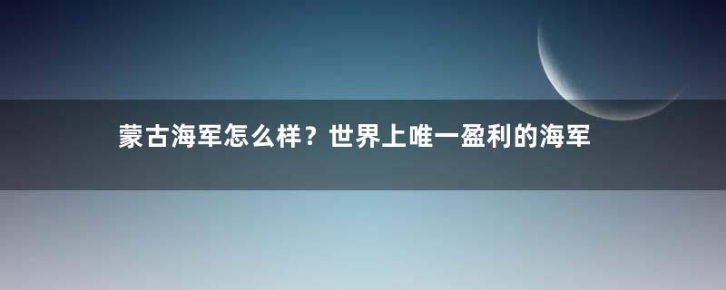 蒙古海军怎么样？世界上唯一盈利的海军