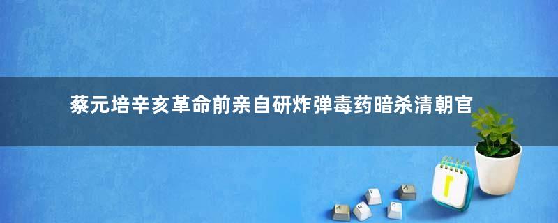 蔡元培辛亥革命前亲自研炸弹毒药暗杀清朝官员