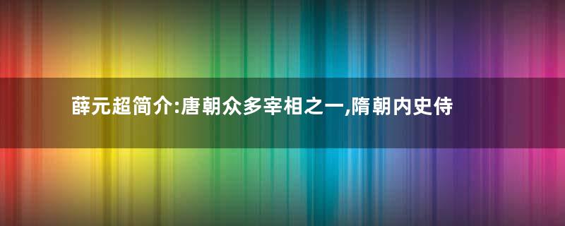 薛元超简介:唐朝众多宰相之一,隋朝内史侍郎薛道衡之孙