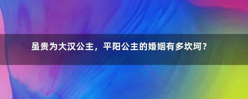 虽贵为大汉公主，平阳公主的婚姻有多坎坷？