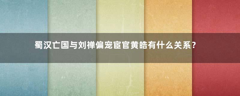 蜀汉亡国与刘禅偏宠宦官黄皓有什么关系？