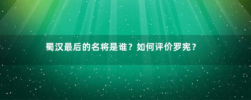 蜀汉最后的名将是谁？如何评价罗宪？