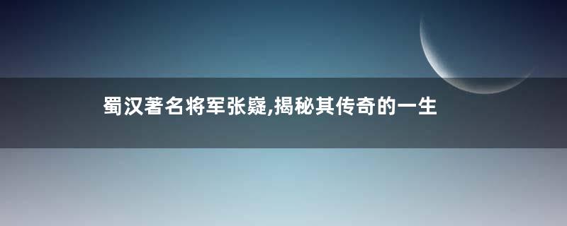 蜀汉著名将军张嶷,揭秘其传奇的一生