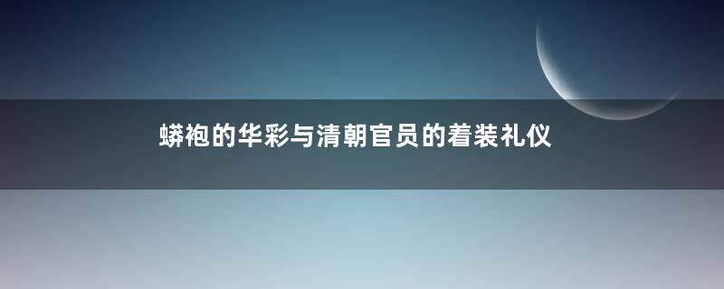 蟒袍的华彩与清朝官员的着装礼仪