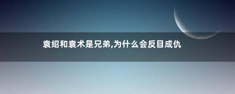 袁绍和袁术是兄弟,为什么会反目成仇