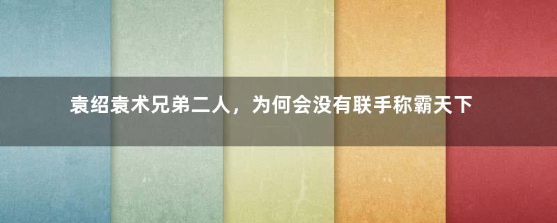 袁绍袁术兄弟二人，为何会没有联手称霸天下的机会？