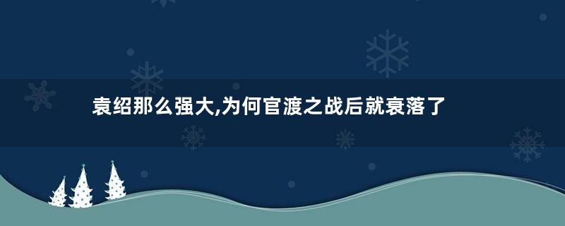 袁绍那么强大,为何官渡之战后就衰落了