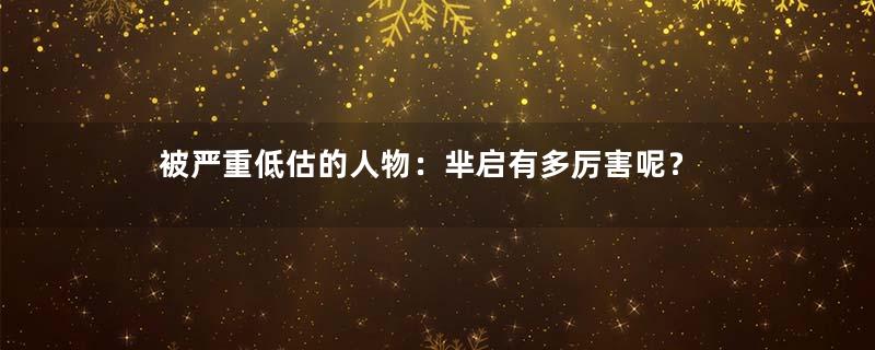 被严重低估的人物：芈启有多厉害呢？