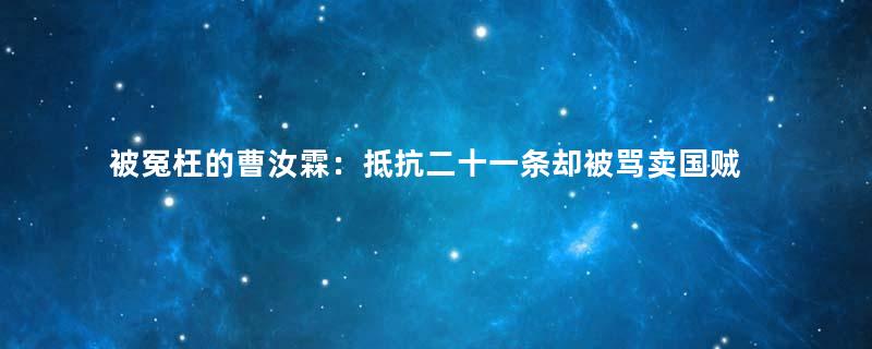 被冤枉的曹汝霖：抵抗二十一条却被骂卖国贼