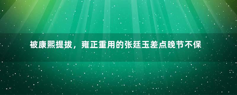 被康熙提拔，雍正重用的张廷玉差点晚节不保的真相是什么？