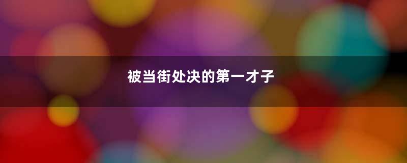 被当街处决的第一才子