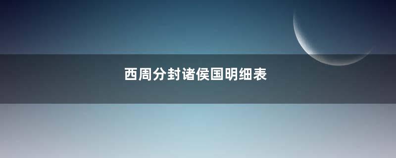 西周分封诸侯国明细表