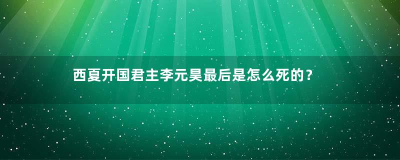 西夏开国君主李元昊最后是怎么死的？