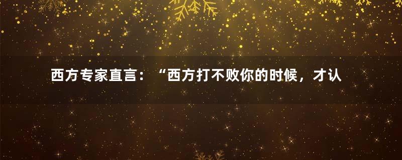 西方专家直言：“西方打不败你的时候，才认为你是威胁”