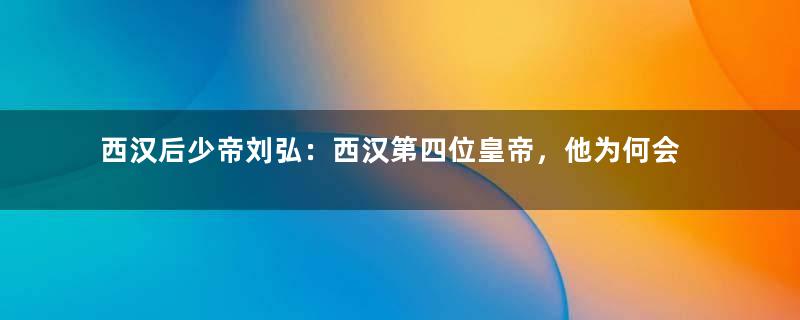 西汉后少帝刘弘：西汉第四位皇帝，他为何会被大臣们废黜？