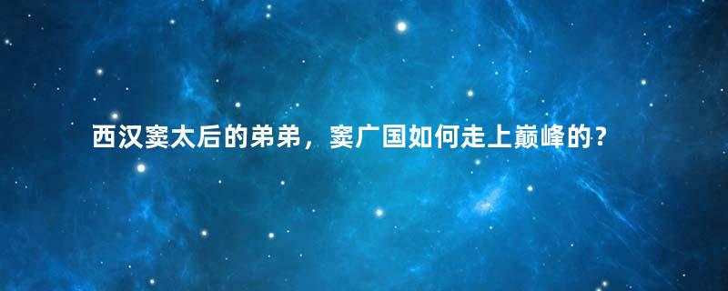 西汉窦太后的弟弟，窦广国如何走上巅峰的？