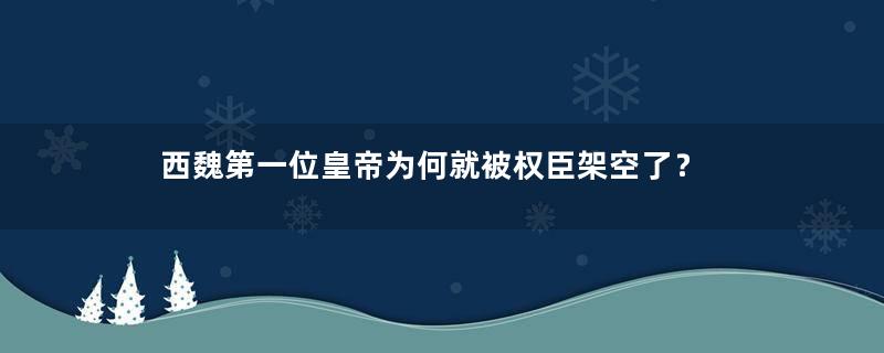 西魏第一位皇帝为何就被权臣架空了？