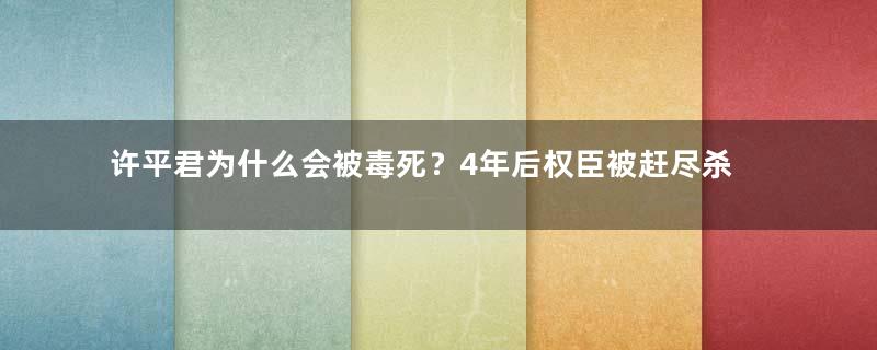 许平君为什么会被毒死？4年后权臣被赶尽杀绝