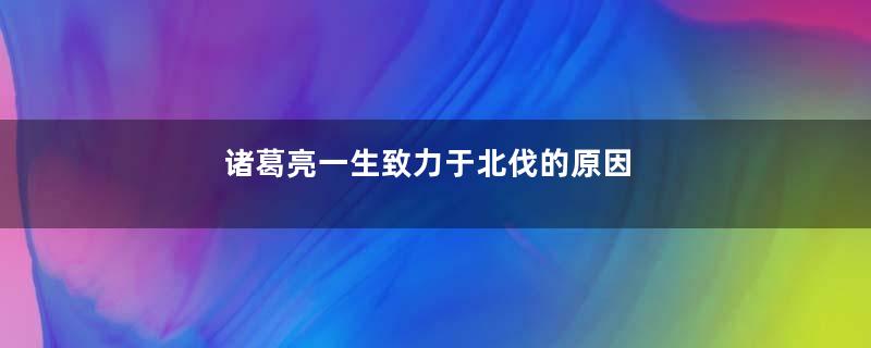 诸葛亮一生致力于北伐的原因