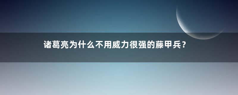 诸葛亮为什么不用威力很强的藤甲兵？