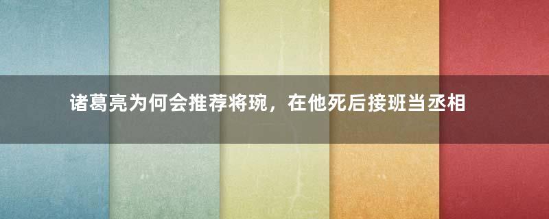 诸葛亮为何会推荐将琬，在他死后接班当丞相？