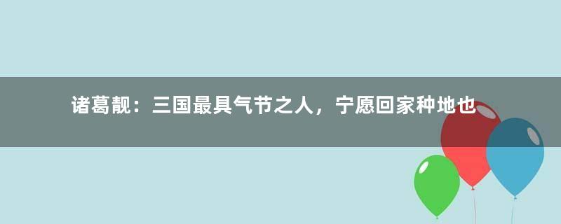 诸葛靓：三国最具气节之人，宁愿回家种地也不为司马家效力