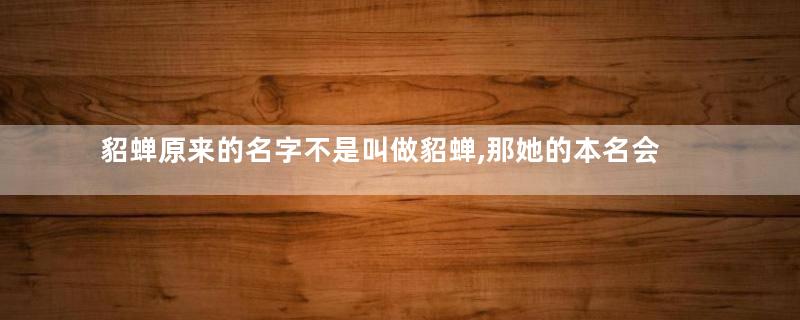 貂蝉原来的名字不是叫做貂蝉,那她的本名会叫什么
